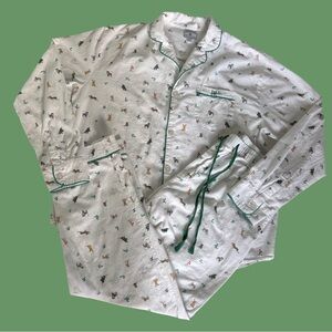 Petite Plume Pajama Set Mistletoe Dogs Dad Monogram Cotton Xmas Flannel